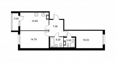 2-к. квартира, 61&nbsp;м²