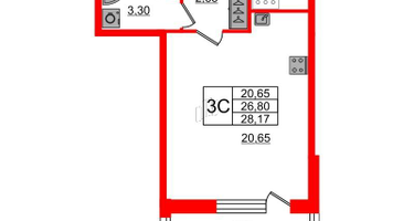 Студия, 26&nbsp;м²