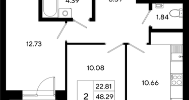 2-к. квартира, 49&nbsp;м²