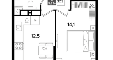 1-к. квартира, 36 м²