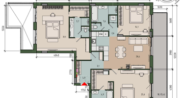 3-к. квартира, 102&nbsp;м²