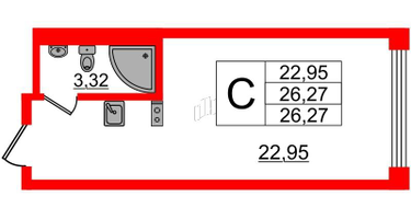 Студия, 26&nbsp;м²