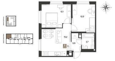 2-к. квартира, 46 м²