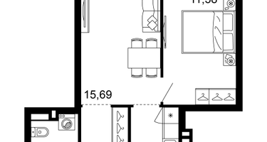 2-к. квартира, 43&nbsp;м²