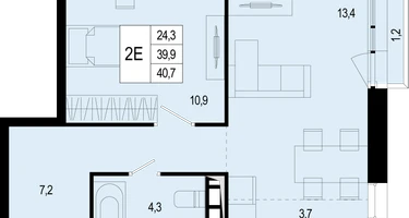 2-к. квартира, 39 м²