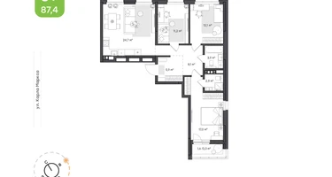 3-к. квартира, 87&nbsp;м²
