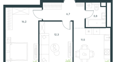 2-к. квартира, 50&nbsp;м²