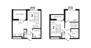 3-к. квартира, 68&nbsp;м²