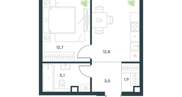 1-к. квартира, 36&nbsp;м²
