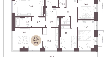 5-к. квартира, 141&nbsp;м²