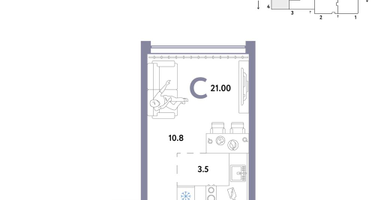 1-к. квартира, 21&nbsp;м²
