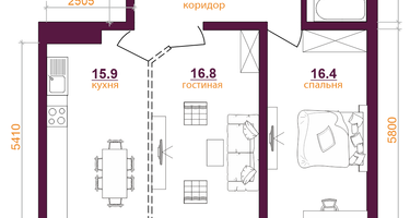 2-к. квартира, 68&nbsp;м²
