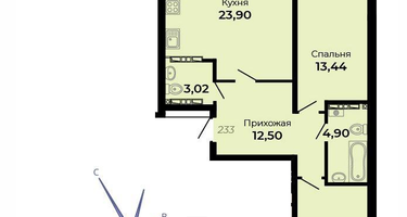 2-к. квартира, 73&nbsp;м²