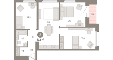 3-к. квартира, 81&nbsp;м²