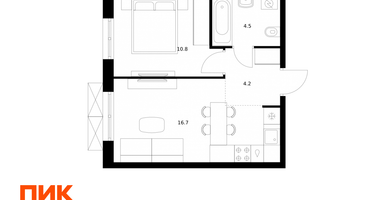 1-к. квартира, 36 м²