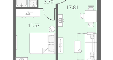 1-к. квартира, 36&nbsp;м²