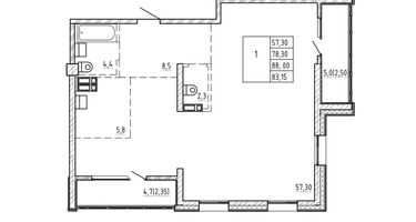 4-к. квартира, 82 м²