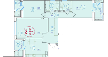 3-к. квартира, 82&nbsp;м²
