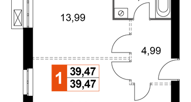 1-к. квартира, 39&nbsp;м²