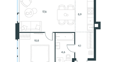 2-к. квартира, 42 м²