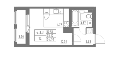 Студия, 24&nbsp;м²