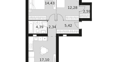2-к. квартира, 65&nbsp;м²