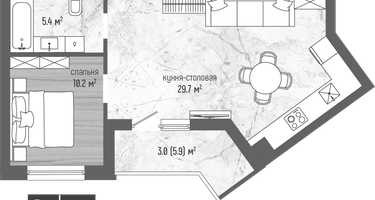 1-к. квартира, 48&nbsp;м²