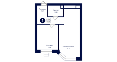 1-к. квартира, 48&nbsp;м²