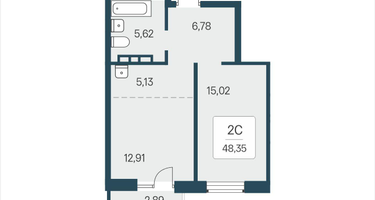 2-к. квартира, 48&nbsp;м²