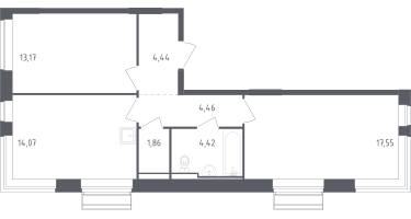 2-к. квартира, 59&nbsp;м²