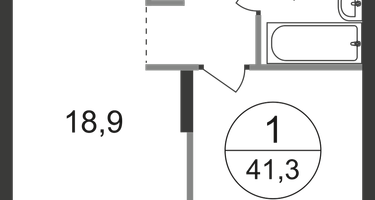 1-к. квартира, 41&nbsp;м²