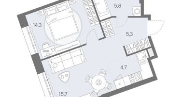2-к. квартира, 45&nbsp;м²