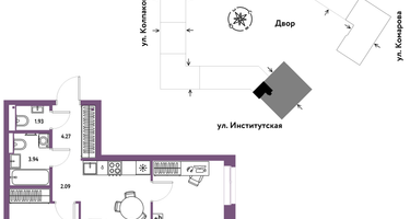 Студия, 53 м²