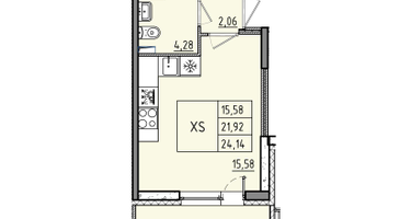 1-к. квартира, 24&nbsp;м²