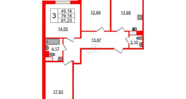 3-к. квартира, 81&nbsp;м²