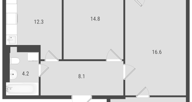 2-к. квартира, 63&nbsp;м²