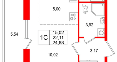 Студия, 22&nbsp;м²