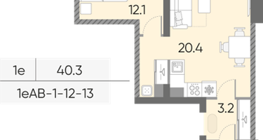 Студия, 40 м²