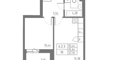 Студия, 37&nbsp;м²