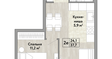 1-к. квартира, 37 м²