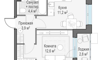 1-к. квартира, 33&nbsp;м²
