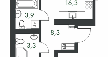 2-к. квартира, 59&nbsp;м²