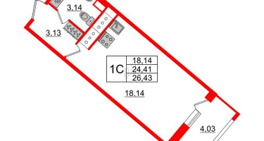 Студия, 24&nbsp;м²