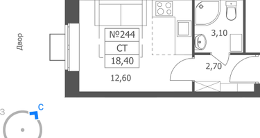 Студия, 18&nbsp;м²