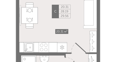 Студия, 29&nbsp;м²