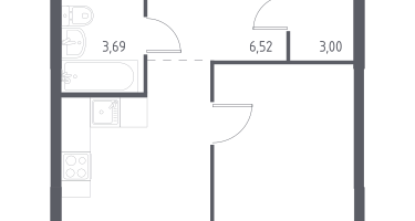 1-к. квартира, 37&nbsp;м²
