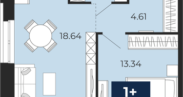 1-к. квартира, 41&nbsp;м²
