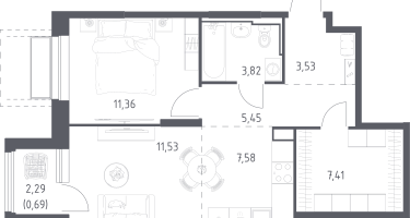 Студия, 51&nbsp;м²