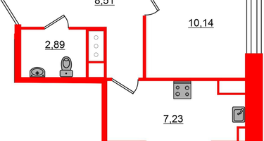 2-к. квартира, 56 м²