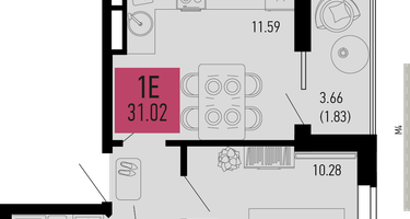 1-к. квартира, 31&nbsp;м²